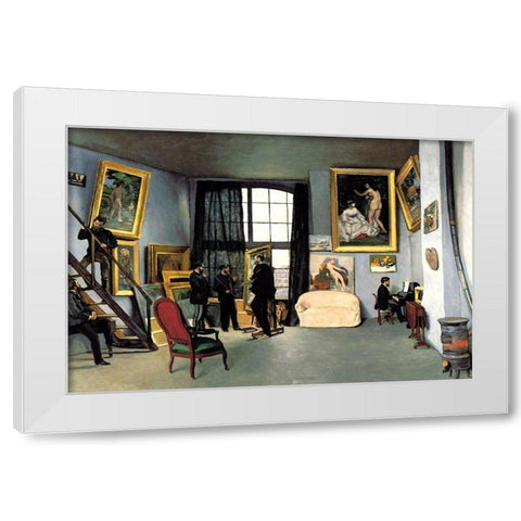 Bazilles Studio: 9 rue de la Condamine, 1870 White Modern Wood Framed Art Print by Unknown