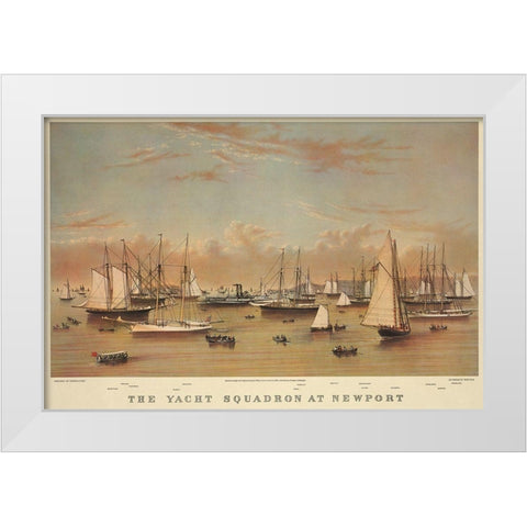 The Yacht squadron at Newport, 1872 White Modern Wood Framed Art Print by Unknown