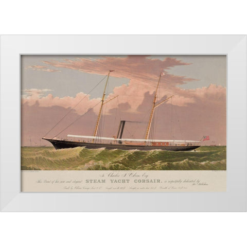 Steam yacht Corsair, 1881 White Modern Wood Framed Art Print by Unknown