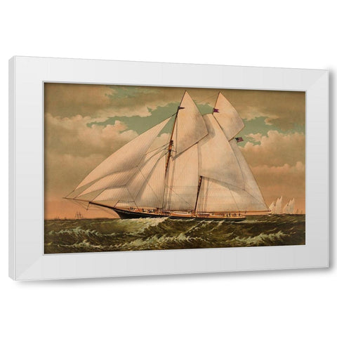Yacht Norseman of New York, 1882 White Modern Wood Framed Art Print by Unknown
