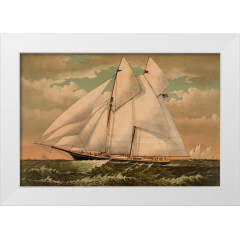 Yacht Norseman of New York, 1882 White Modern Wood Framed Art Print by Unknown