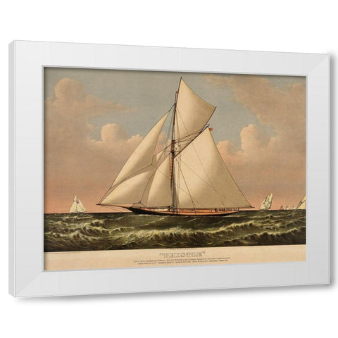 Thistle: cutter yacht, 1887 White Modern Wood Framed Art Print by Unknown