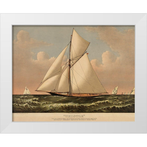 Thistle: cutter yacht, 1887 White Modern Wood Framed Art Print by Unknown