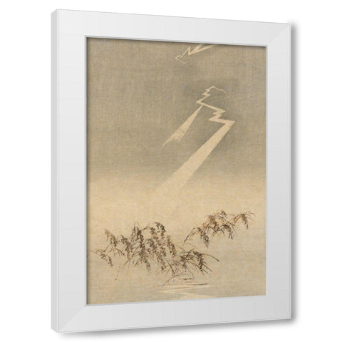 Thunder and lightning over rice grain, 1900 White Modern Wood Framed Art Print by Unknown