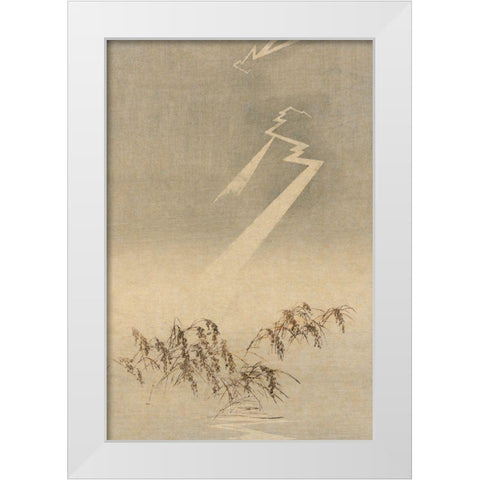 Thunder and lightning over rice grain, 1900 White Modern Wood Framed Art Print by Unknown