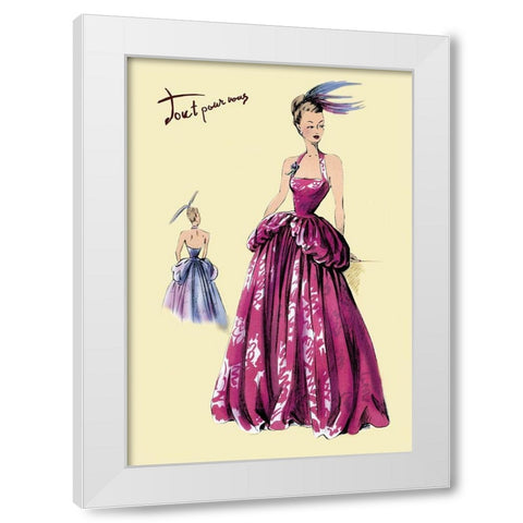 Magenta Evening Gown, 1947 White Modern Wood Framed Art Print by Unknown