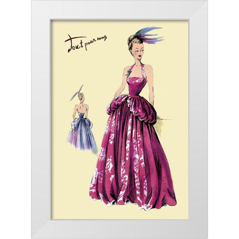Magenta Evening Gown, 1947 White Modern Wood Framed Art Print by Unknown