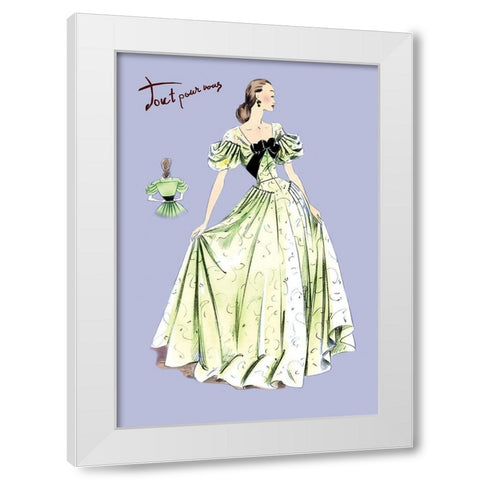 Pleated Lime Gown, 1947 White Modern Wood Framed Art Print by Unknown