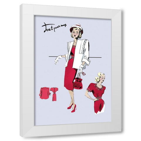Casualwear with Hat and Jacket, 1947 White Modern Wood Framed Art Print by Unknown