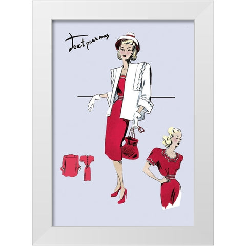 Casualwear with Hat and Jacket, 1947 White Modern Wood Framed Art Print by Unknown