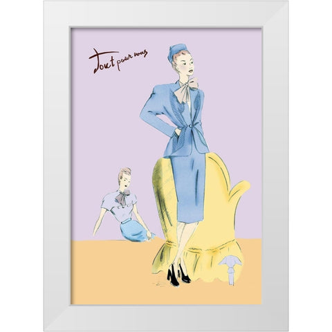 Daytime Suit in Blue, 1947 White Modern Wood Framed Art Print by Unknown