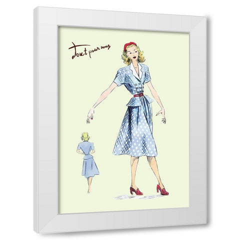 Daytime Dress in Plaid, 1947 White Modern Wood Framed Art Print by Unknown