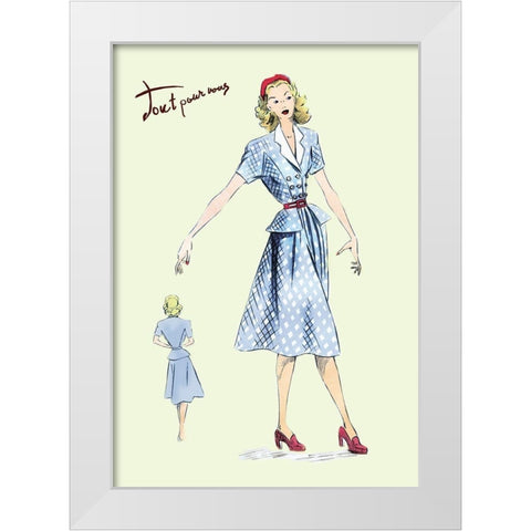 Daytime Dress in Plaid, 1947 White Modern Wood Framed Art Print by Unknown