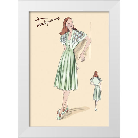 Pleated Summer Dress, 1947 White Modern Wood Framed Art Print by Unknown