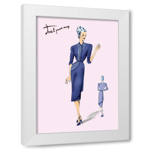 Stylish Blue for Evening, 1947 White Modern Wood Framed Art Print by Unknown