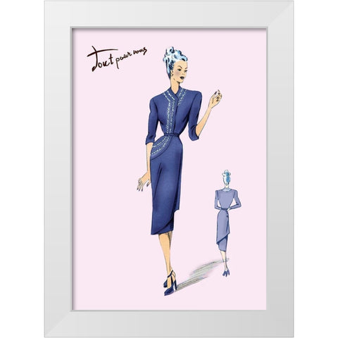 Stylish Blue for Evening, 1947 White Modern Wood Framed Art Print by Unknown