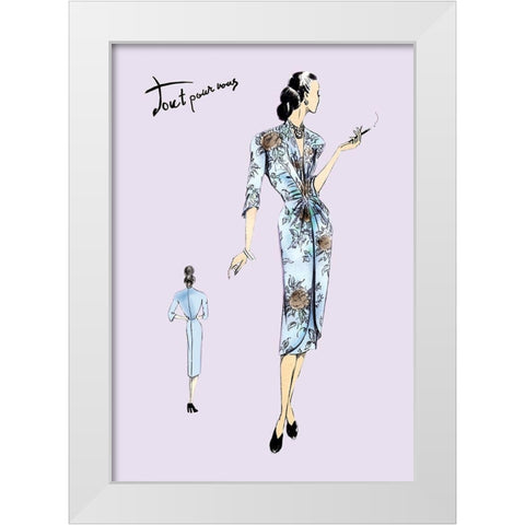 Flowered Dinner Dress, 1947 White Modern Wood Framed Art Print by Unknown