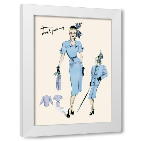 Light Blue Suit with Buttons, 1947 White Modern Wood Framed Art Print by Unknown
