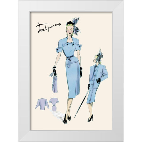 Light Blue Suit with Buttons, 1947 White Modern Wood Framed Art Print by Unknown