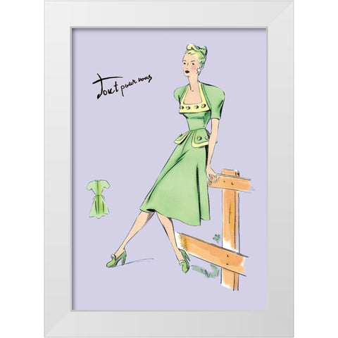 Pastel Summertime Fashion, 1947 White Modern Wood Framed Art Print by Unknown