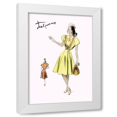 Spring Dress and Bag, 1947 White Modern Wood Framed Art Print by Unknown