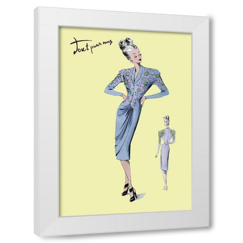Floral Evening Dress, 1947 White Modern Wood Framed Art Print by Unknown