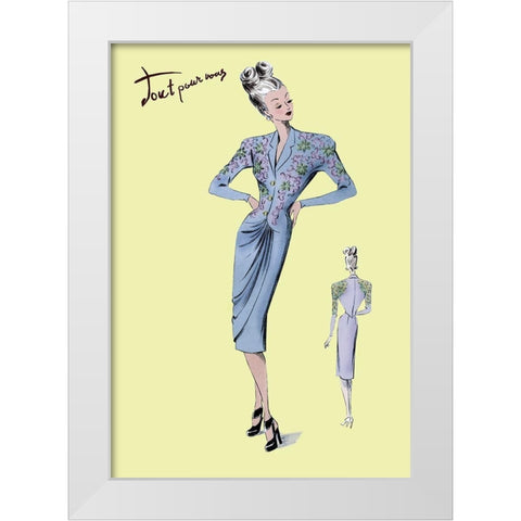 Floral Evening Dress, 1947 White Modern Wood Framed Art Print by Unknown