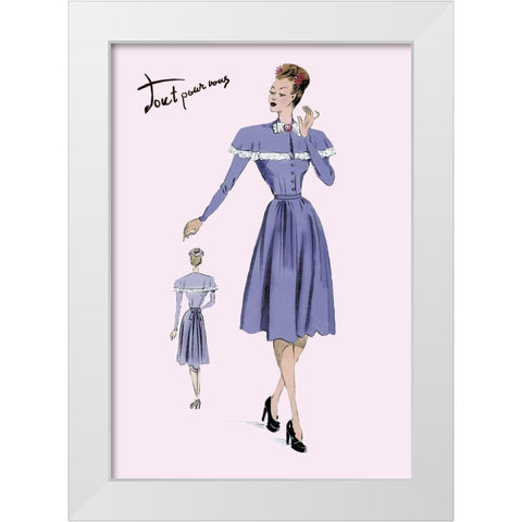 Country Style Dress, 1947 White Modern Wood Framed Art Print by Unknown