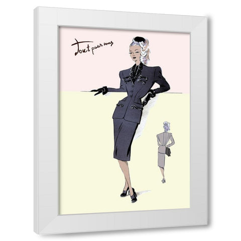 Evening Suit with Hat, 1947 White Modern Wood Framed Art Print by Unknown