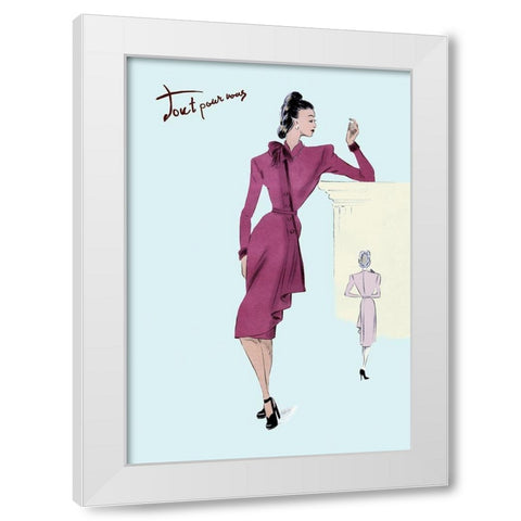 Flap Over Button Dress, 1947 White Modern Wood Framed Art Print by Unknown