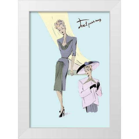 Sophisticated Dress, Hat, and Jacket, 1947 White Modern Wood Framed Art Print by Unknown
