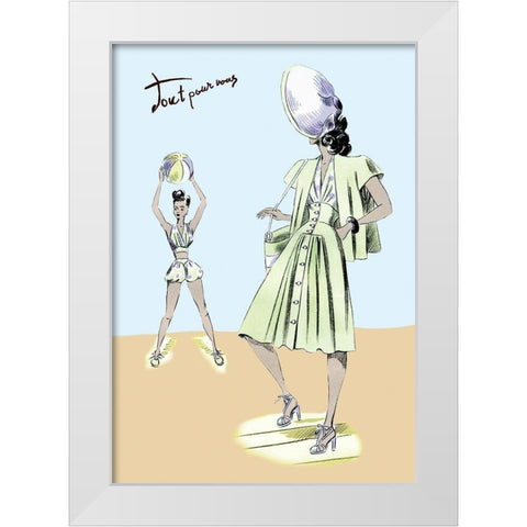 Sundress and Bathing Suit, 1947 White Modern Wood Framed Art Print by Unknown