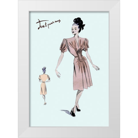 Party Dress with Pleats, 1947 White Modern Wood Framed Art Print by Unknown