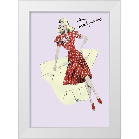 Polka-Dot Spring Dress, 1947 White Modern Wood Framed Art Print by Unknown