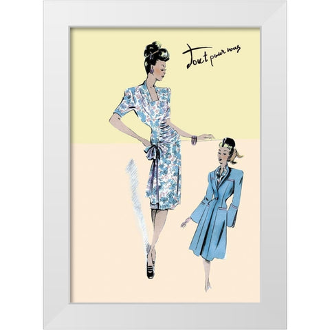 Flower Dress with Jacket, 1947 White Modern Wood Framed Art Print by Unknown