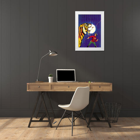 Tigerlight White Modern Wood Framed Art Print by Unknown