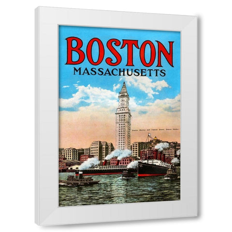 Boston Massachusetts White Modern Wood Framed Art Print by Unknown