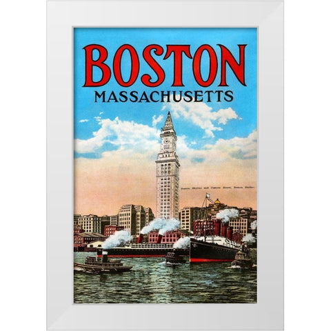 Boston Massachusetts White Modern Wood Framed Art Print by Unknown