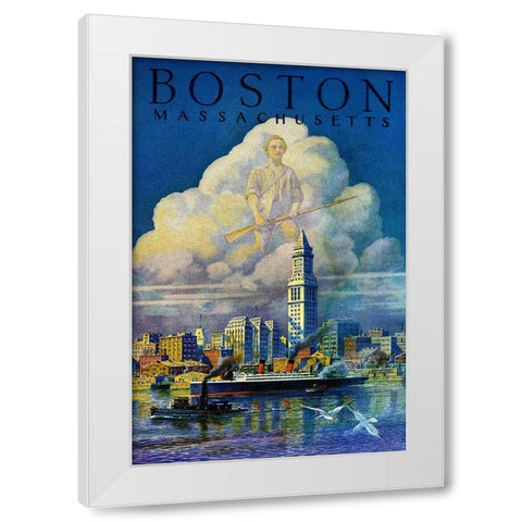 Boston White Modern Wood Framed Art Print by Unknown