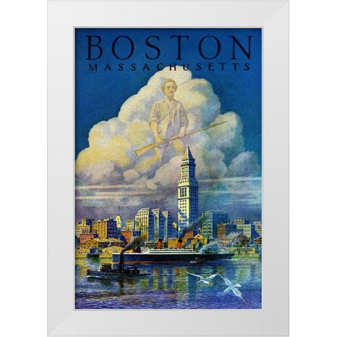 Boston White Modern Wood Framed Art Print by Unknown