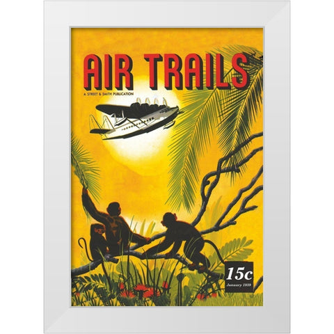 Seaplane Over the Tropics White Modern Wood Framed Art Print by Unknown