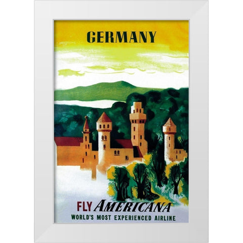 German Castle White Modern Wood Framed Art Print by Unknown