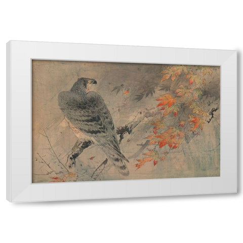 Eagle on a maple branch White Modern Wood Framed Art Print by Unknown