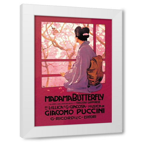 Madama Butterfly White Modern Wood Framed Art Print by Unknown