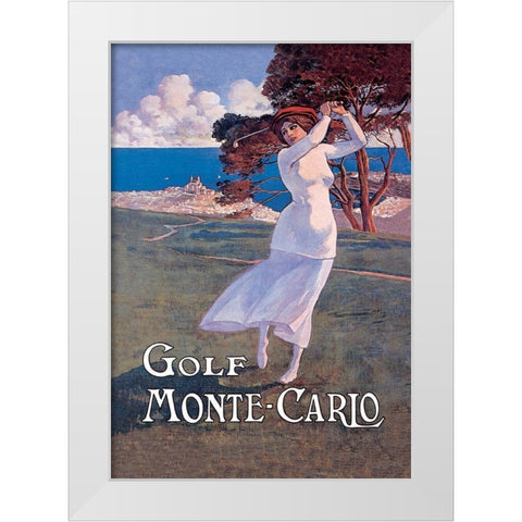 Golf Monte Carlo, 1900 White Modern Wood Framed Art Print by Ximines, Elio