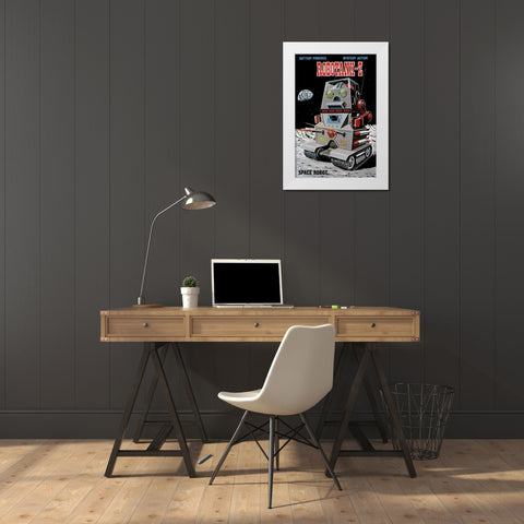 Robotank-Z Space Robot White Modern Wood Framed Art Print by Retrobot