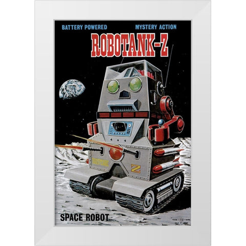 Robotank-Z Space Robot White Modern Wood Framed Art Print by Retrobot
