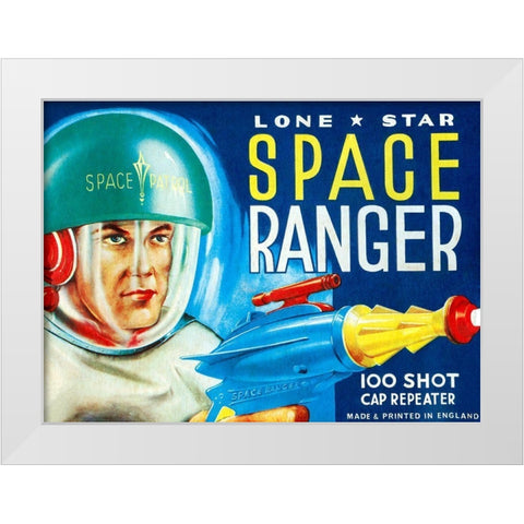 Lone Star Space Ranger 100 Shot Cap Repeater White Modern Wood Framed Art Print by Retrobot