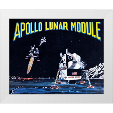 Apollo Lunar Module White Modern Wood Framed Art Print by Retrobot