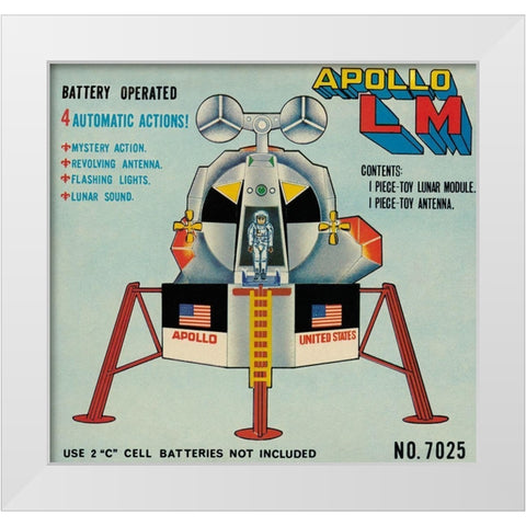 Apollo L-M (Lunar Module) White Modern Wood Framed Art Print by Retrobot